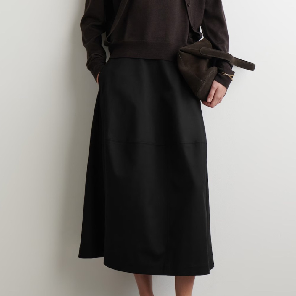Classic Black A-Line Midi Skirt